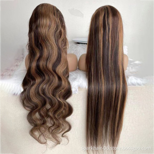 SPARK Overtone Ginger Red Blonde Orange Color Natural Brazilian Human Hair Lace Front Wigs T Part Pre Plucked Virgin Ginger Wigs